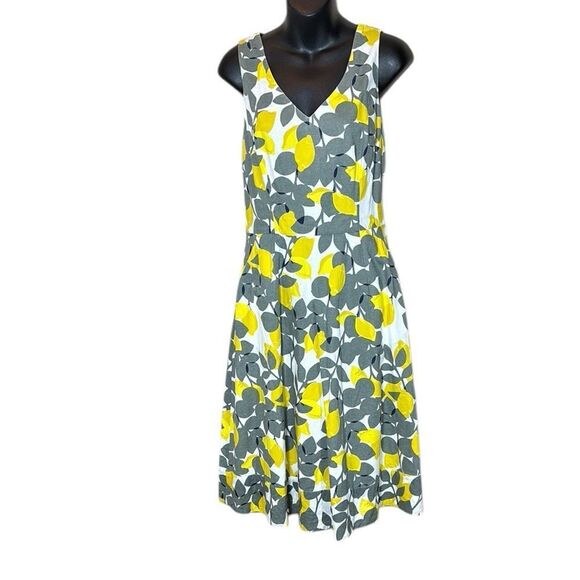 Boden women’s 6 linen blend lemon print novelty fit flare dress capsule - Picture 2 of 8